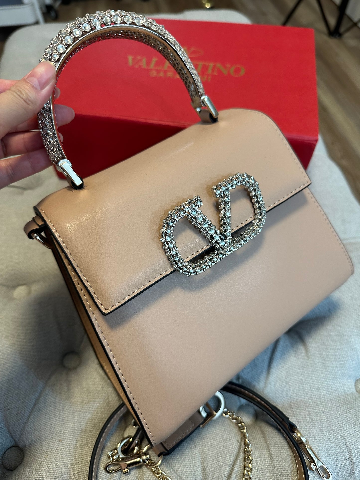 Valentino MIRROR beige bag