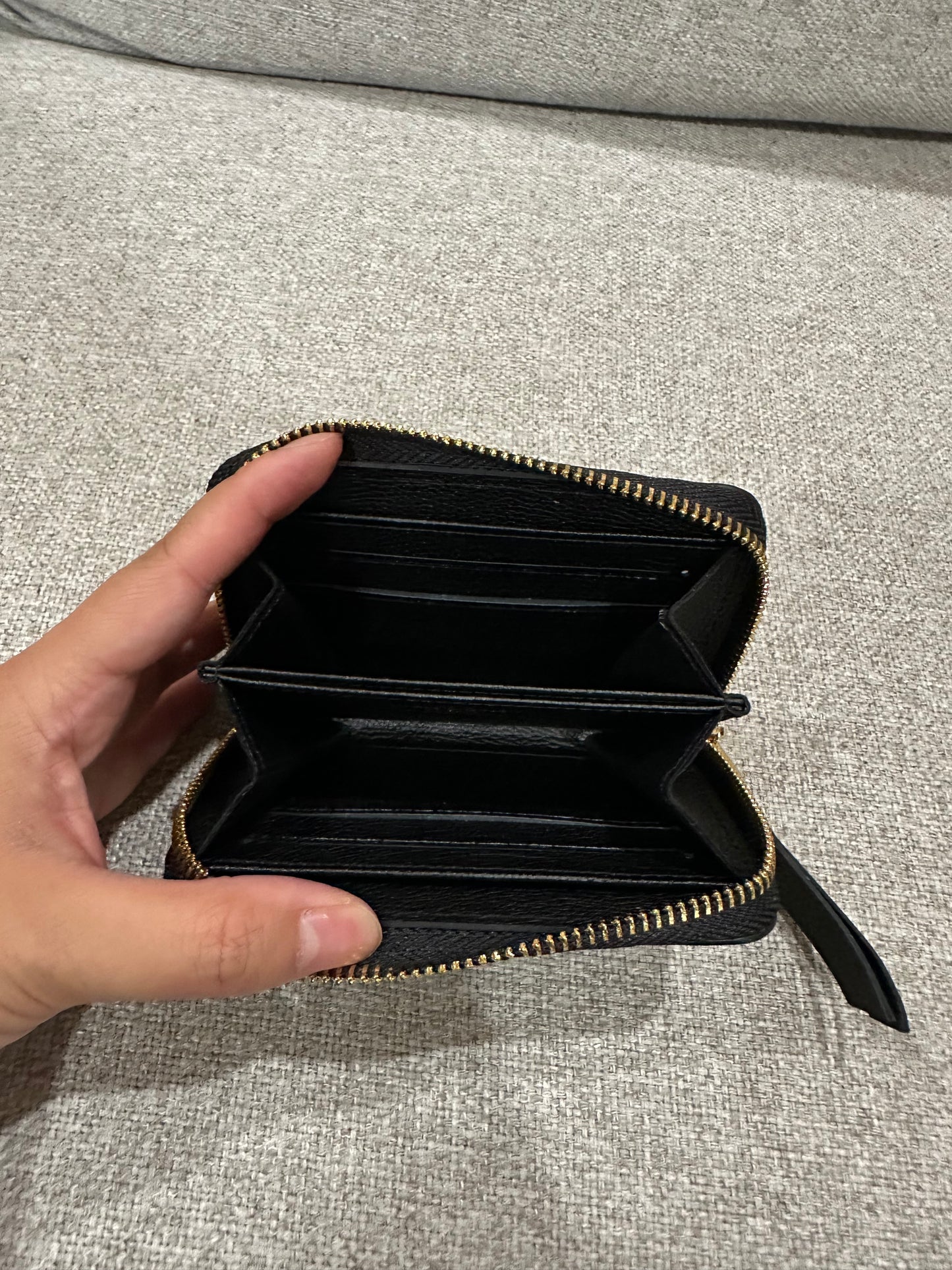 LV black mini zip wallet