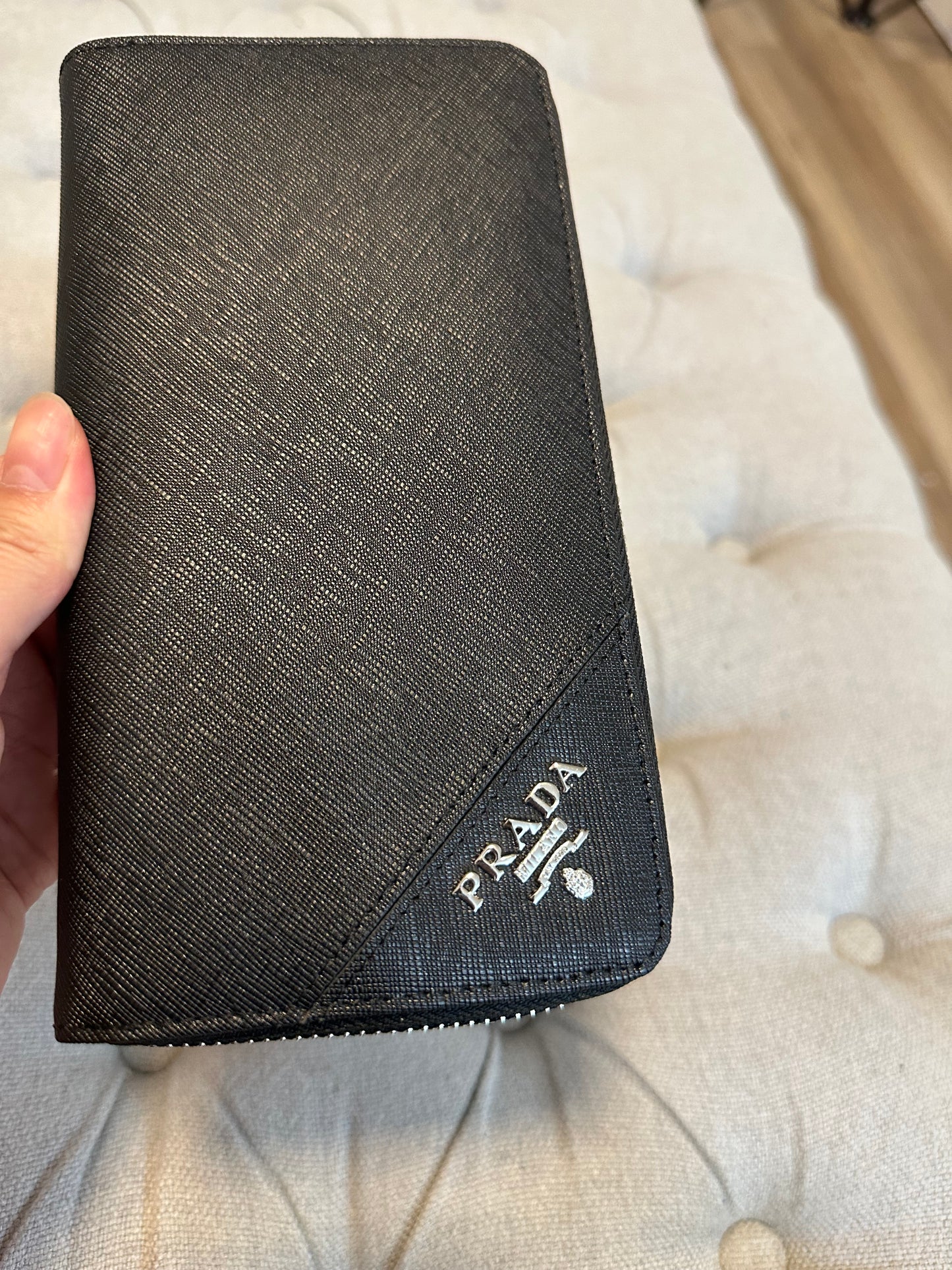 Prada black long wallet