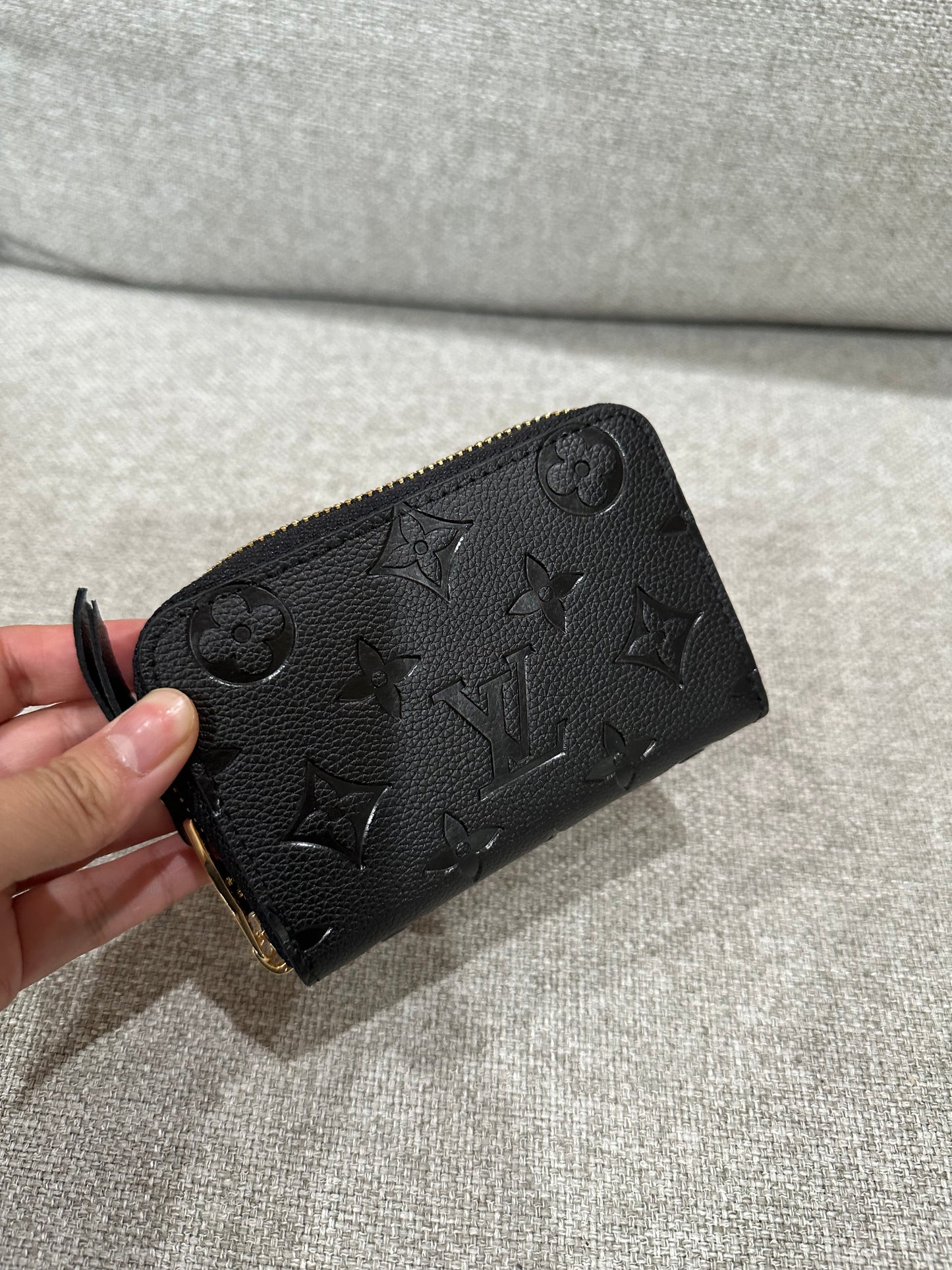 LV black mini zip wallet