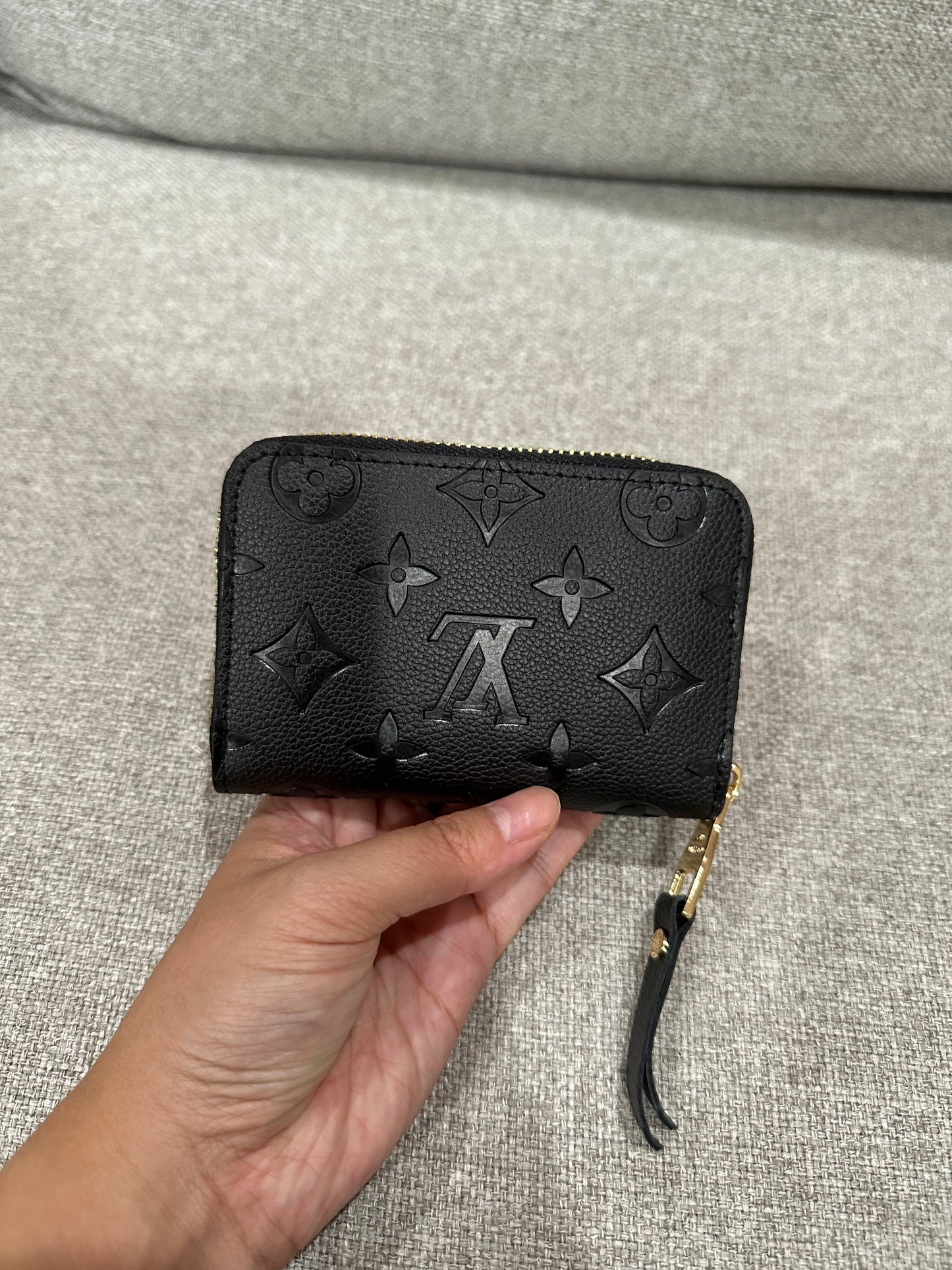 LV black mini zip wallet