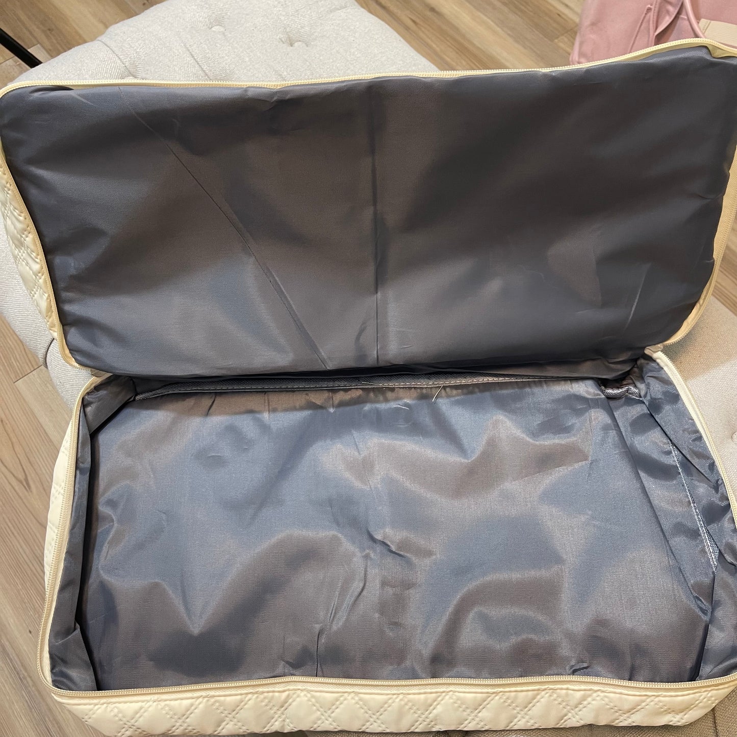 Cream duffel bag