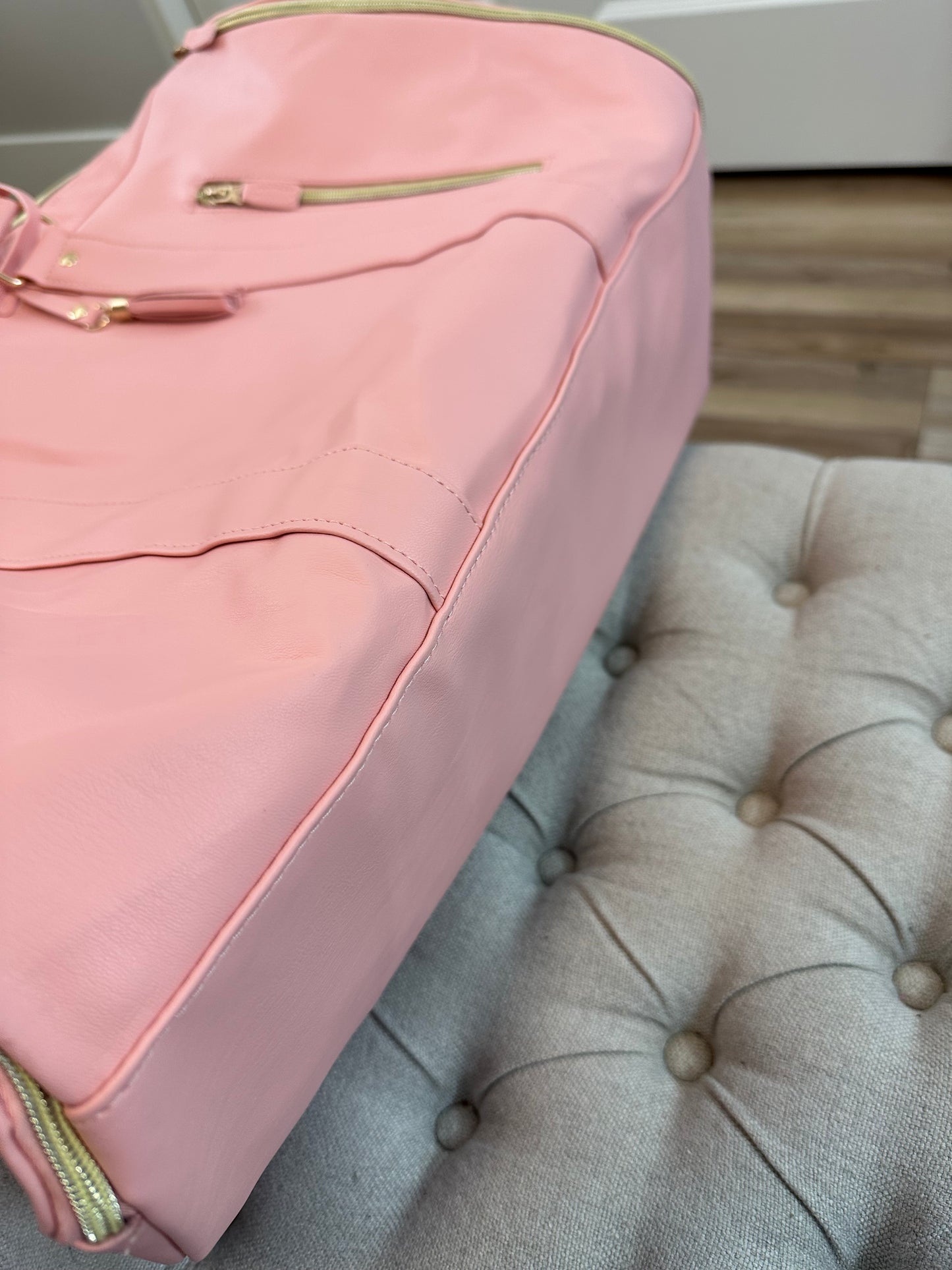 Pink duffel bag