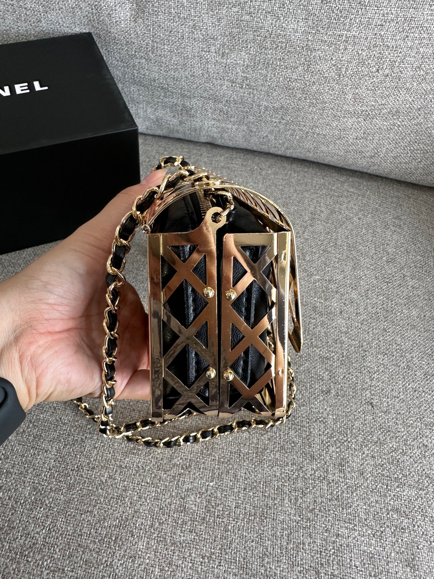 Chanel gold cage purse