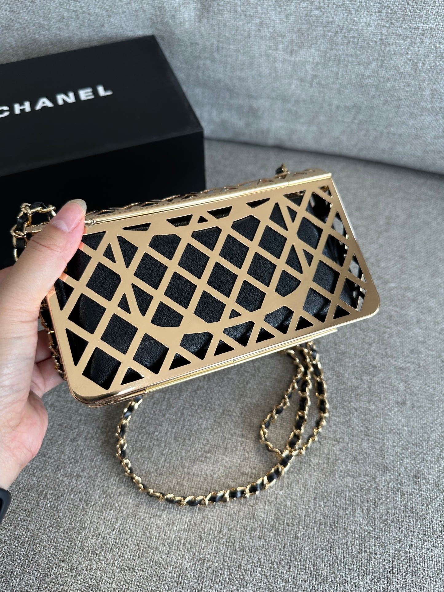 Chanel gold cage purse