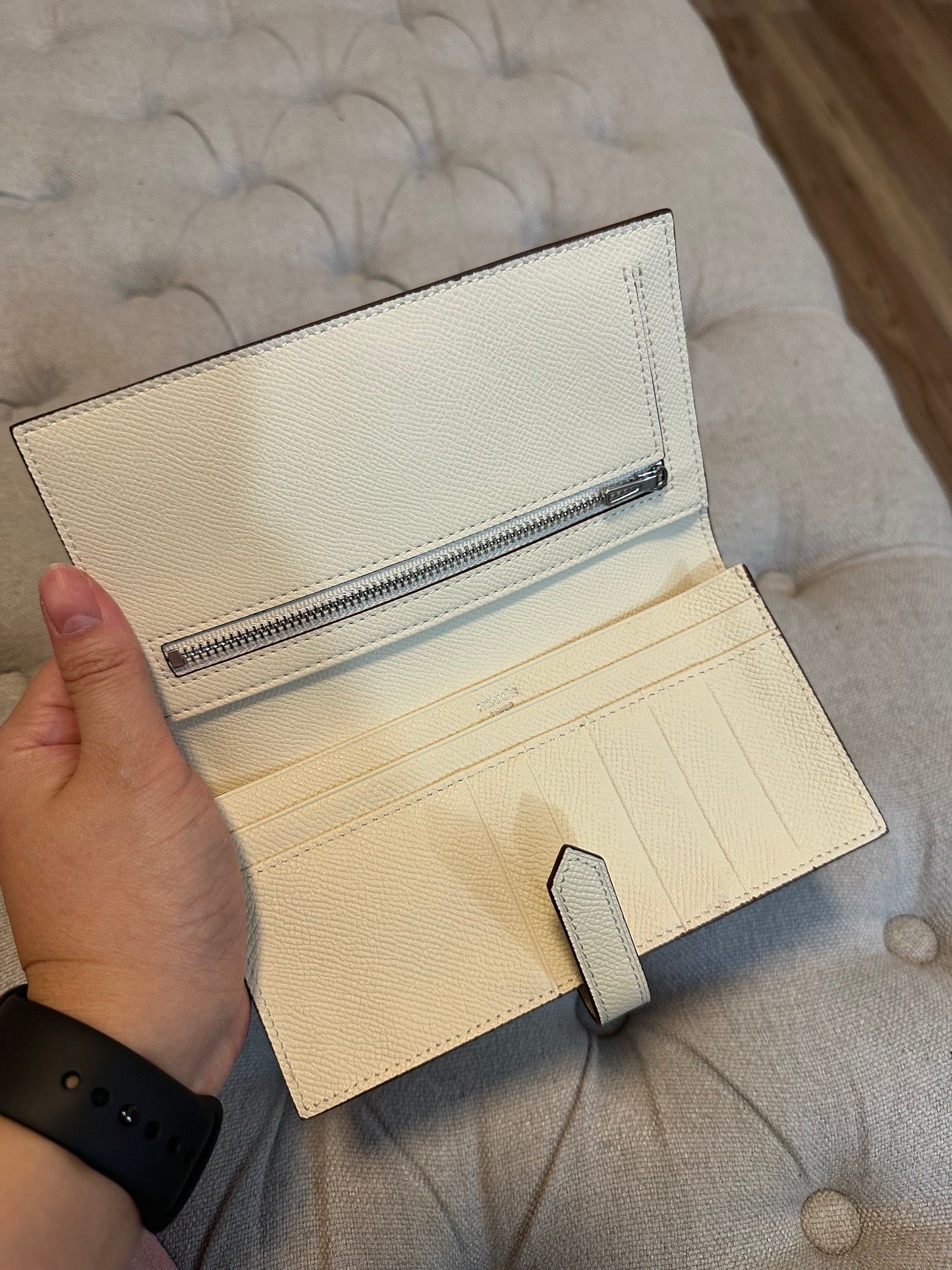 Hermes cream long wallet