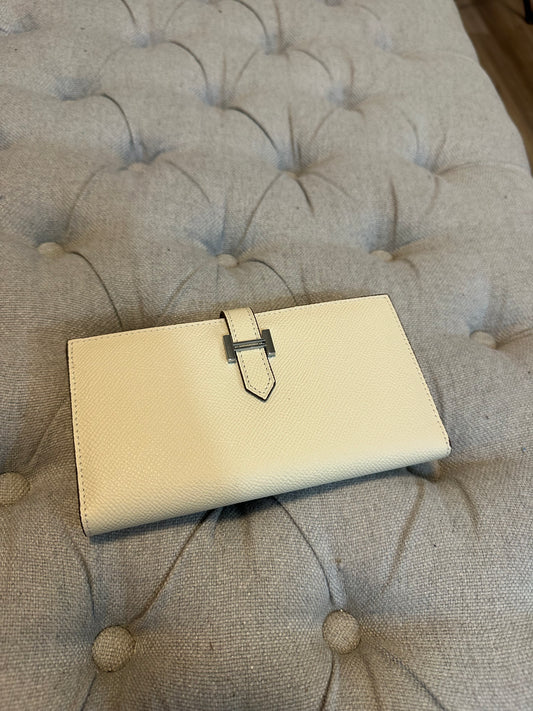 Hermes cream long wallet