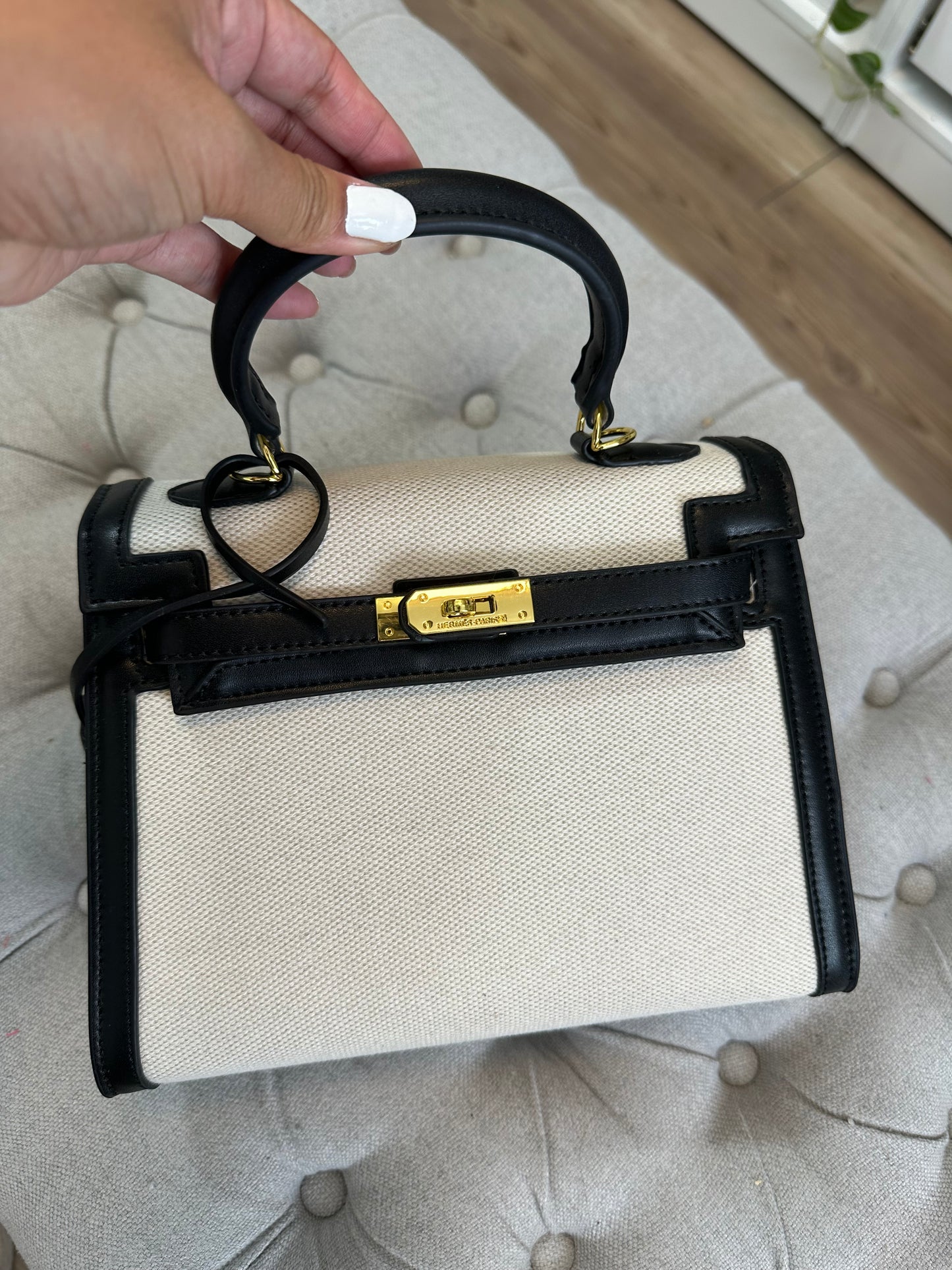 Hermes black and white bag