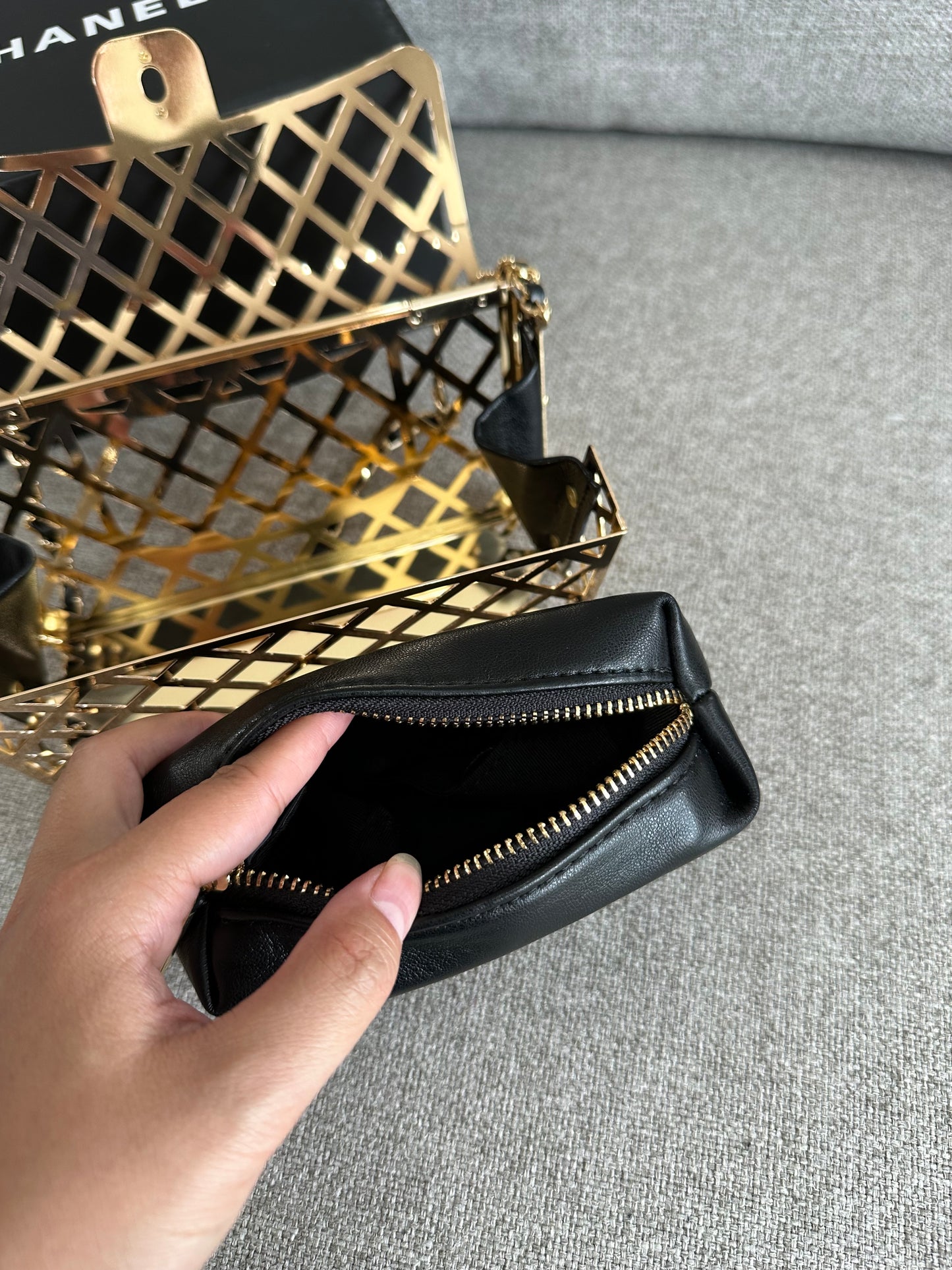 Chanel gold cage purse