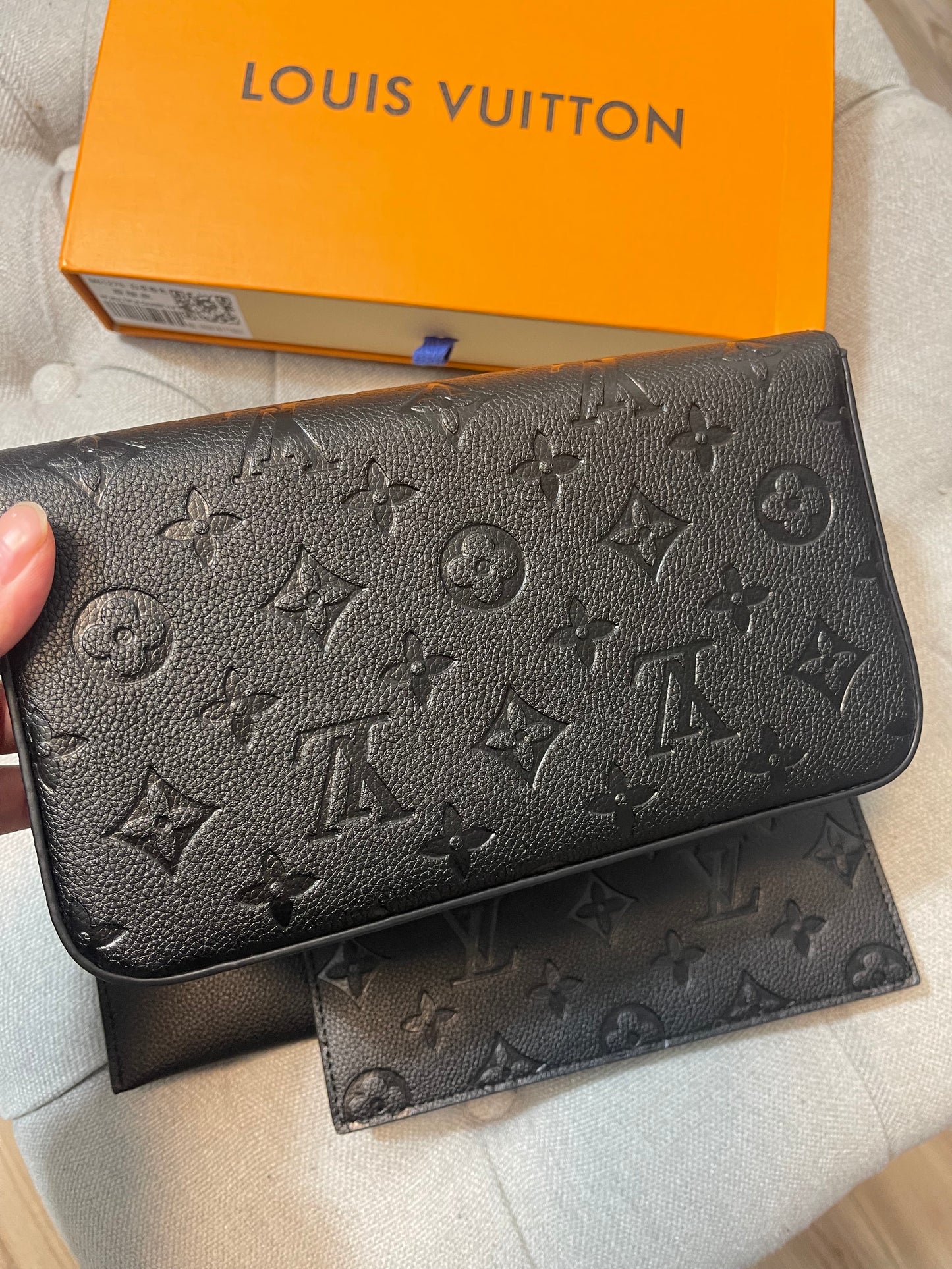 LV black chain wallet