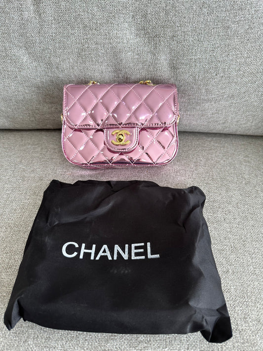 Chanel small purple metallic bag