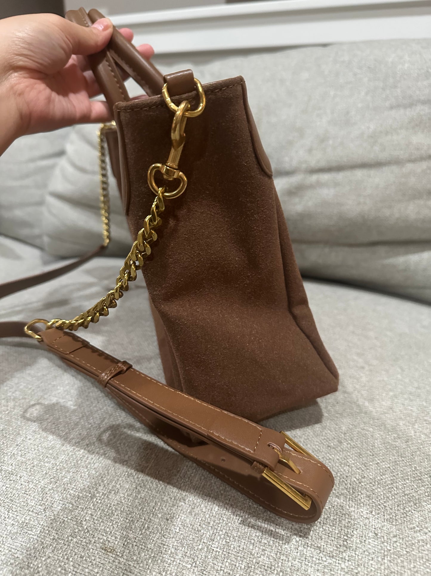 YSL brown suede bag vs