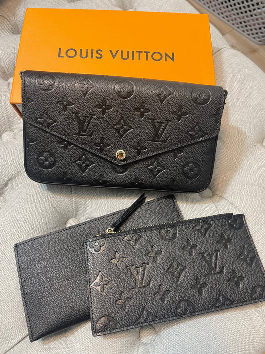 LV black chain wallet