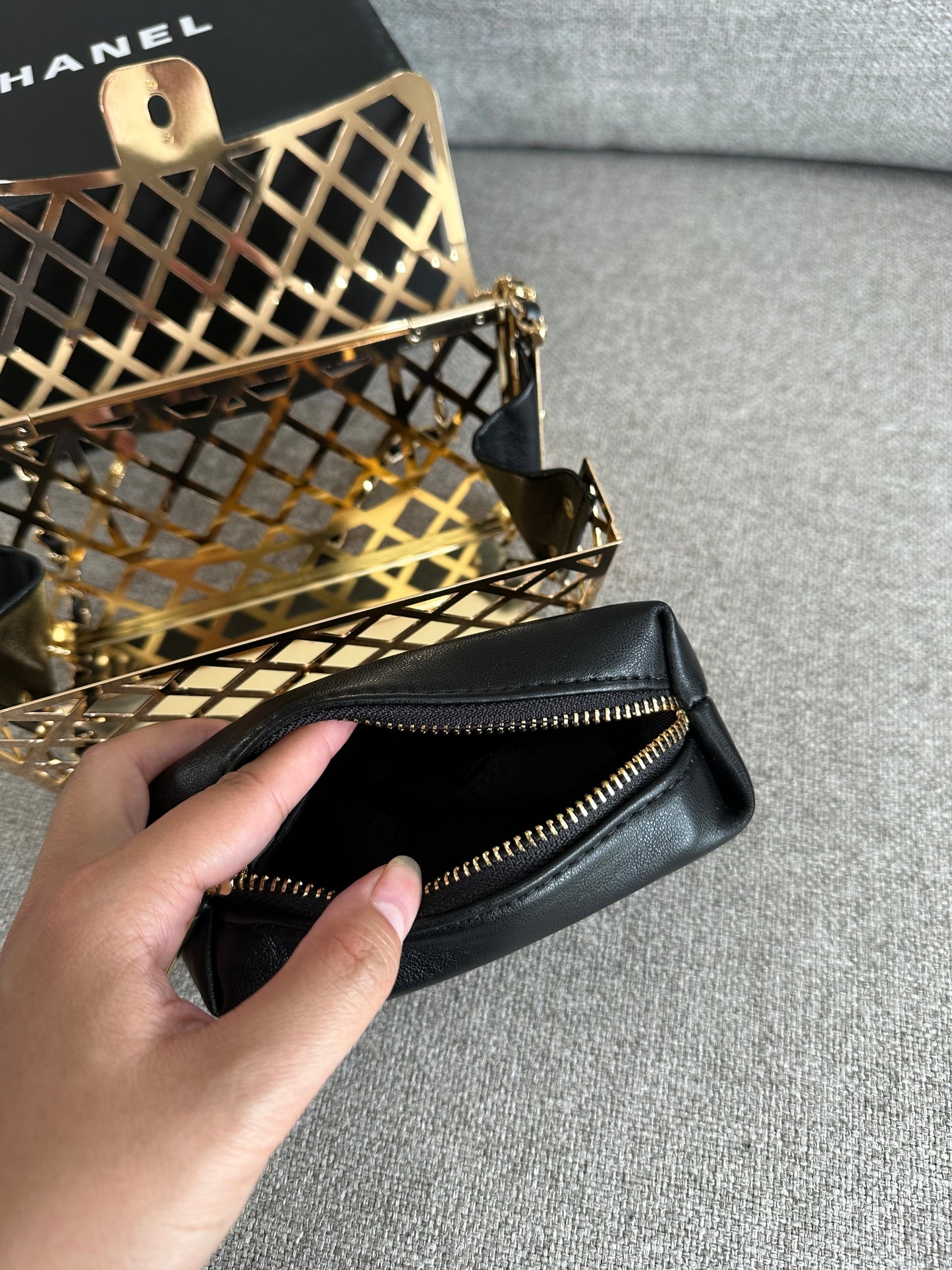 Chanel gold cage purse