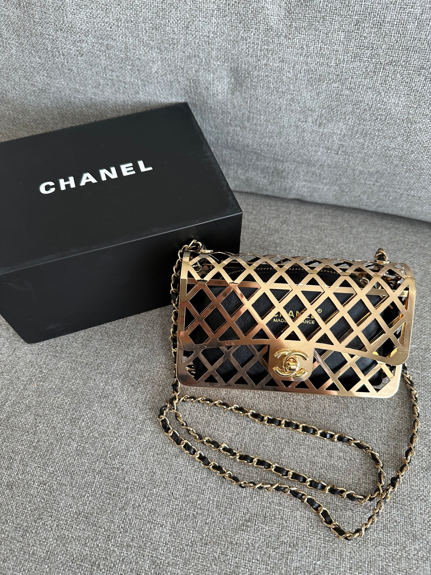 Chanel gold cage purse