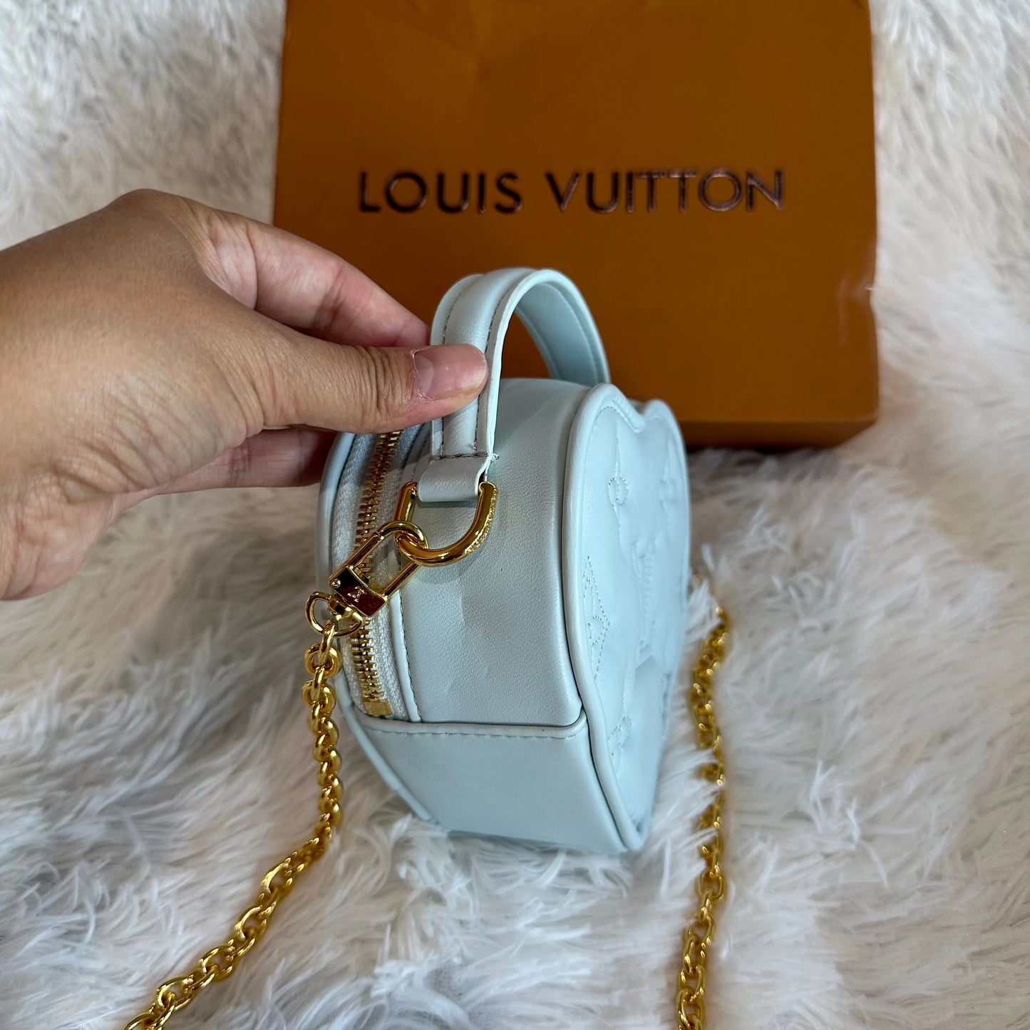 Lv heart blue bag