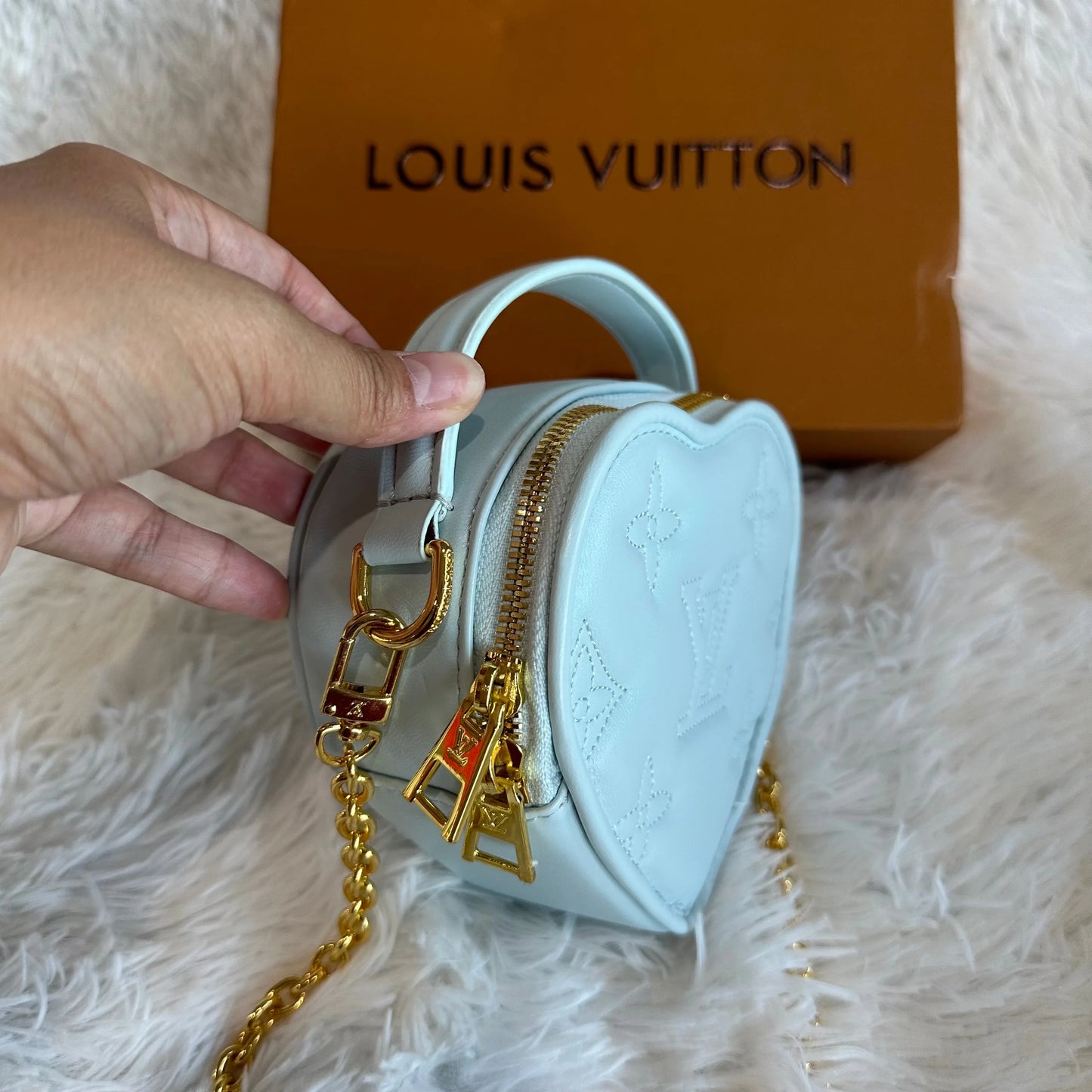 Lv heart blue bag