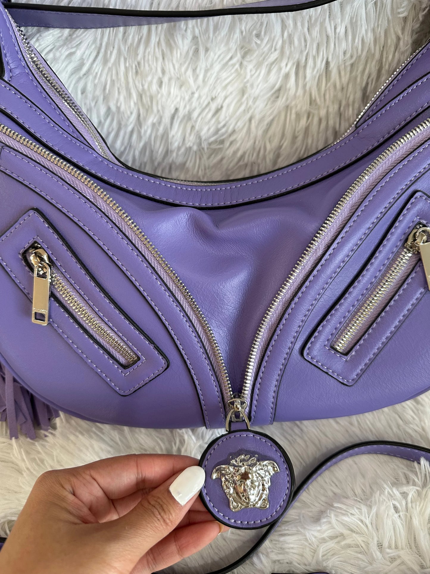 Versace purple shoulder bag